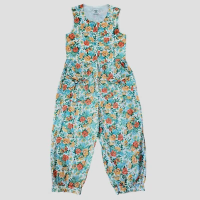 复古 Laura Ashley 女式 S 小号连体连身裤花卉小屋花园棉 — 第 1/4 张图片