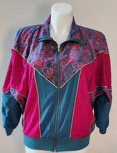 Silver Threads Vintage 80s 90s Windbreaker Jacket 1X Lightweight - Picture 1 of 7