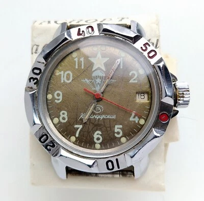 Reloj Vintage Vostok 2414A Anfibia Muñecas Soviéticas Hombre Ruso Komandirskie Papel Foto 1 de 4