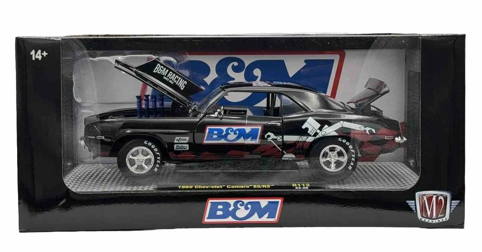 Chevrolet Camaro SS 396 B&M Racing 1969 negro M2 Machines 2024 6.650 piezas 1:24 Foto 1 de 4