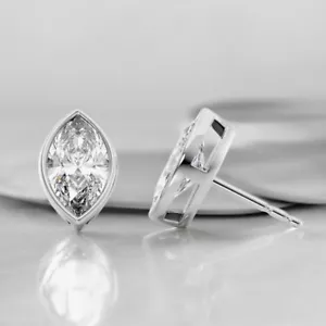 Pendiente de diamantes talla marquesa creado por laboratorio IGI 2,00 quilates certificado platino 950 - Imagen 1 de 9