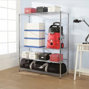 Modular Wire Storage Shelf 1500 x 450 x 1800mm Steel Shelving in Chrome - Picture 1 of 7