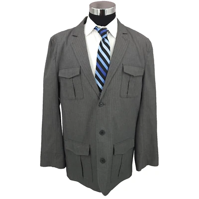 Vintage Structure Blazer Mens XXL 48 Gray Sports Coat Jacket Ventless 3 Buttons - Image 1 of 4