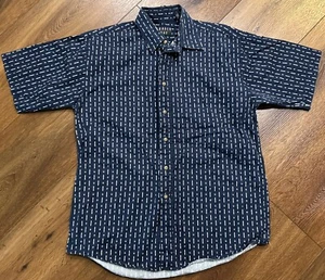 Trader Bay Shirt Mens Medium Blue White Red Short Sleeve Button Up - Picture 1 of 5