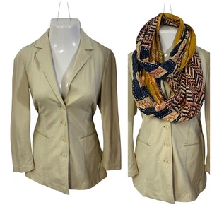 Coldwater Creek Blazer Womens Size 8 Jacket Tan Minimalist Office Career Stretch - Picture 1 of 17