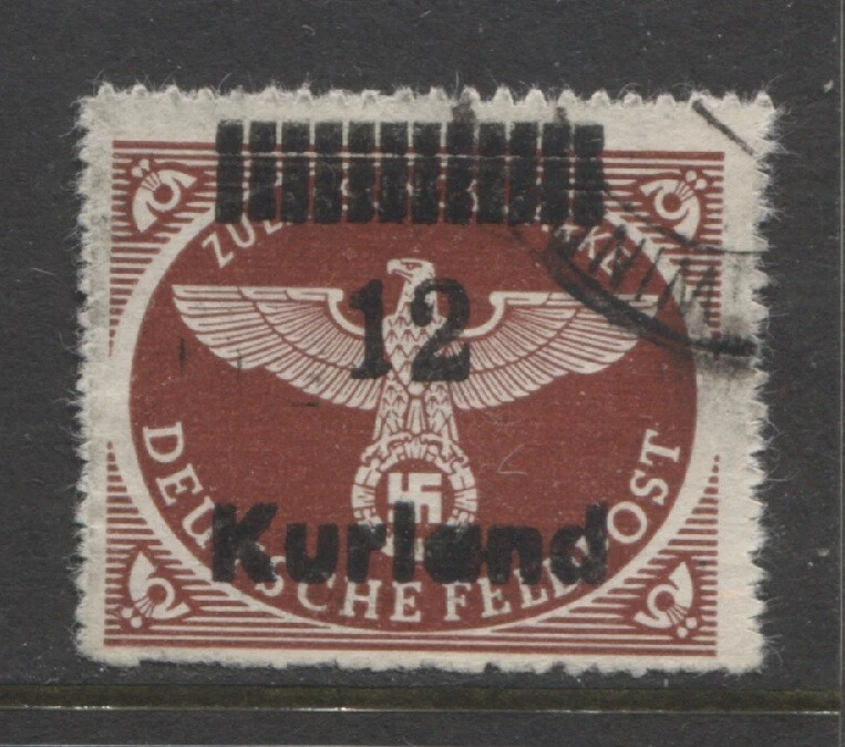 LATVIA 1945   12 Pf. on Military Parcel post issue with op used, signed, $ 164.0 - Image 1 of 1