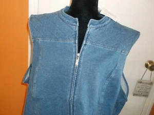 Dream Jeannesby Quacker Factory Lightweight Stretch Denim Zip Front Quilted Vest - Picture 1 of 6