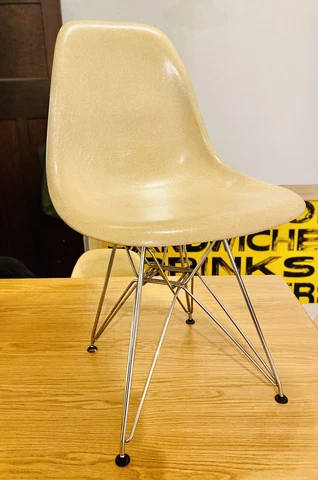 Original 1960s Eames for Herman Miller Cream Fiberglass Shell Chair Vitra Cover