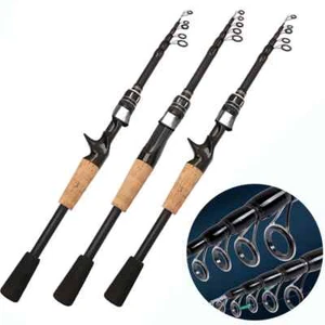 Telescopic Lure Rod Spinning Rod Baitcasting Fishing Pole Wooden Casting Tackle - Picture 1 of 13