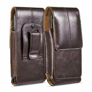 Vertical Leather Case Magnetic Flip Wallet Pouch Belt Clip Cover for Cell Phone - Picture 1 of 20
