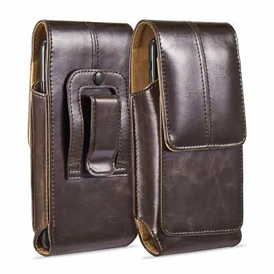 Vertical Leather Case Magnetic Flip Wallet Pouch Belt Clip Cover for Cell Phone - Image 1 of 4