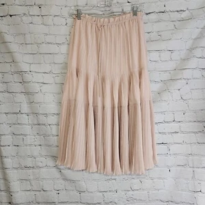 Nwt Lovers & Friends Blush Tiered Pleated Midi Elastic Waist Lined Skirt S - Picture 1 of 15