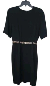 Vestido Nicole Studio New York Vintage Negro con Cinturón Talla 12 - Imagen 1 de 5