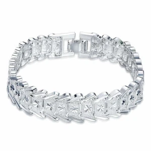 Herren Damen 925 Sterlingsilber elegant 13 mm breites Glied Kette Armband #B230 - Bild 1 von 3