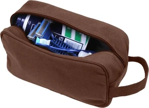 Rothco Travel Toiletry Bag Cotton Canvas Zipper Compact Portable Dopp Bag - Picture 1 of 14