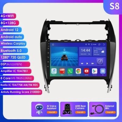 For 2012-2014 Toyota Camry 10.1" Android 12 Car Radio Stereo GPS Carplay 8+128GB — 第 1/4 张图片