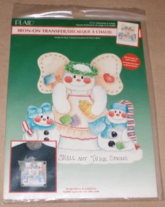 Plaid 1996 "Mamma di neve e famiglia" patchwork pupazzo di neve con blocco solare ferro su trasferimento - Foto 1 di 2