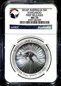 2016-P $1 Australia 1oz Silver Kangaroo - NGC MS 70 - First Releases  BS95 - Picture 1 of 2