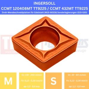 10 x INGERSOLL CCMT 120408MT TT9225 für Edelstahl !NEU, mit Rechnung! - Picture 1 of 4
