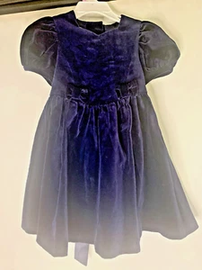 LAURA ASHLEY Mother & Child Blue Velvet Dress 12 months - Picture 1 of 4