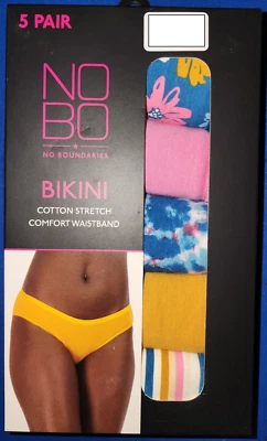 No Boundaries 5 Pair Bikini Cotton Stretch Panties Comfort Waistband XS (1) NEW - Image 1 of 2