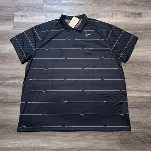 Nike Golf Men's Size 4XL Black Striped Dri-FIT Victory Ripple Polo Shirt - Picture 1 of 10