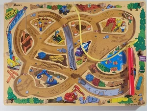 Dozer Danny  by T.S. Shure-  Wood Construction Themed Maze Toy & Magnetic Wand - Picture 1 of 4