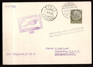 Germany, 1933 Do-X flown postcard to Hungary     -HI24 - Picture 1 of 3