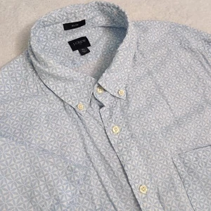 Camisa J Crew de lino con botones para hombre XL azul blanco estampado floral - Imagen 1 de 8