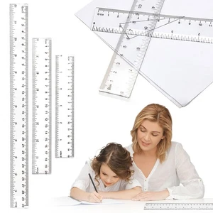 Plastic Ruler 30cm 20cm 15cm Clear Ruler Straight Measuring Tools For Students - Picture 1 of 18