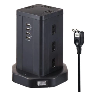 ELPA Tower Type Power Tap, 12 Ports, USB x 4, with Magnet, Built-in Breaker, Cen - Picture 1 of 6