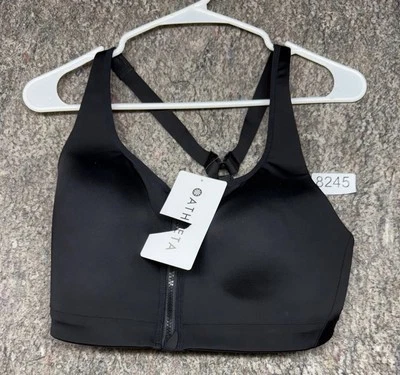 Athleta Women's Sports Bra Advance Zip Front Workout Black 34DD NWT $79 - Image 1 of 4