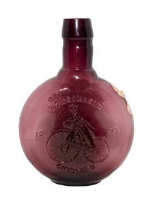 Vintage Clevenger Bros High Wheeler Boneshaker lila Glasflasche rund 7x5 - Bild 1 von 8