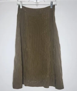 Gonna Everlane donna 0 verde oliva righe testurizzate midi linea A viscosa - Foto 1 di 6