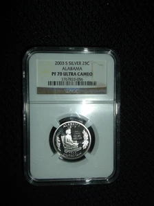 2003 S Silver Alabama State quarter NGC PF70 Ultra Cameo 90% Silver. - Picture 1 of 4