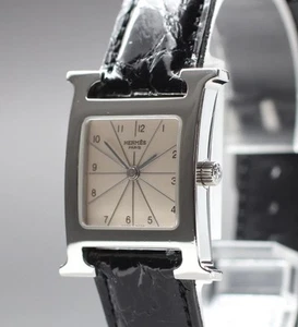 New Batt [N MINT] HERMES HH1.210 White Dial Silver Bezel Women's Qz Watch JAPAN - Picture 1 of 10