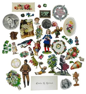 ANTIQUE VICTORIAN SMALL DIE-CUT SCRAP & BUSINESS/CALLING CARDS, 1890'S - Picture 1 of 7
