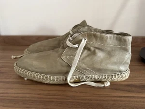 Silvano Sassetti Hombre Cuero Botines Caqui Suela Alpargata Hecho en Italia - Imagen 1 de 10