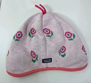 Patagonia Baby Mädchen Mütze wendbar rosa Blumen Sherpa - Bild 1 von 5