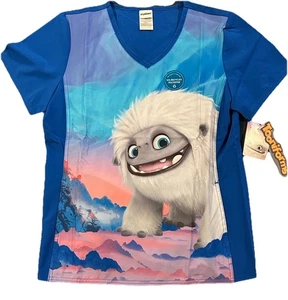 Cherokee Tooniforms Scrub Uniform Top Medium DreamWorks Abominable Snowman  NEW - Picture 1 of 6