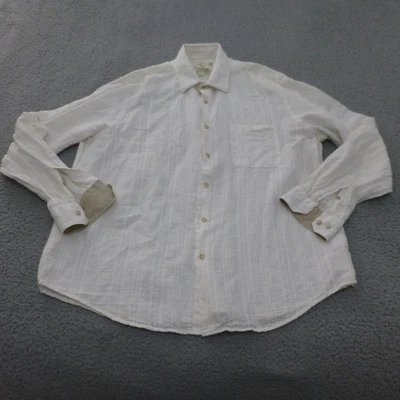 Tasso Elba Island Shirt Mens XL Button Up Linen Cotton White Long Sleeve Beach - Image 1 of 4