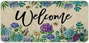 Baccessor Frühling Sommer Hortensie Fußmatte Indoor Outdoor Teppich Lila Blau Fließend... - Bild 1 von 7