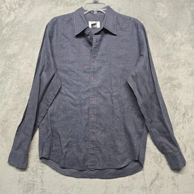 Armani Exchange Shirt Mens Sz Medium Blue Long Sleeve Linen Blend Button Casual - Image 1 of 4