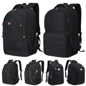 Mens Laptop Backpack Waterproof Large Rucksack Notebook Travel School Bag Black - Picture 1 of 77