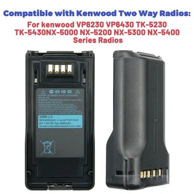 7.4V 3400mAh KNB-L3 Replacement Li-ion Battery for Kenwood TK-5230 TK-5430 Radio - Image 1 of 4
