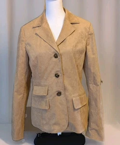 Faux Suede 3 Button Classic Lined Blazer Sz 8 Liz Clairborne Old Money Academia - Picture 1 of 16