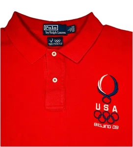 Polo Ralph Lauren 2008 Beijing Olympics Team USA Herren Rot Polo; L - Bild 1 von 6