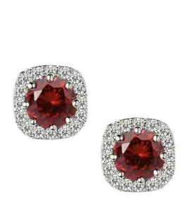 925 Sterling Silver Red Ruby Engagement Earring, Wedding Earring 8 - Picture 1 of 3