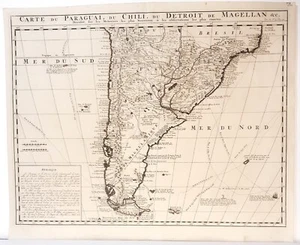 Antique map, Chatelain, Carte du Paraguai, du Chile, du Detroit de Magellan 1719 - Picture 1 of 1
