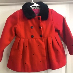 London Fog Jacket Red Fleece W/faux Fur Girls - Picture 1 of 2